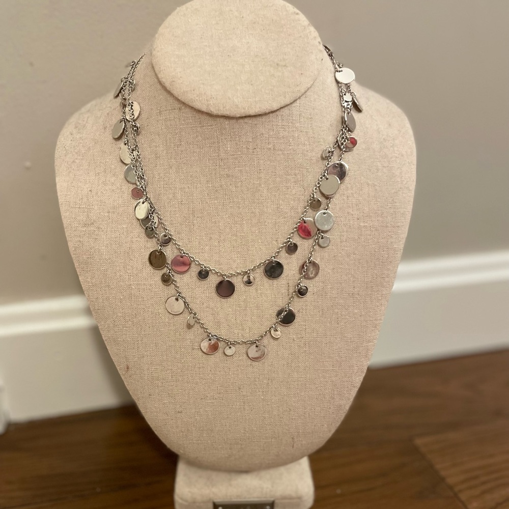 Lia Sophia - Silver Disc Long Necklace